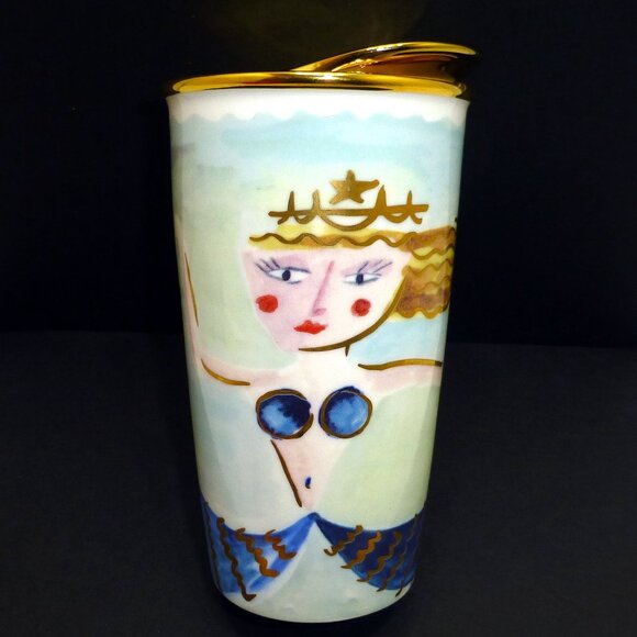 New Starbucks siren water color mermaid ceramic travel mug tumbler cup 2014 - Picture 2 of 8
